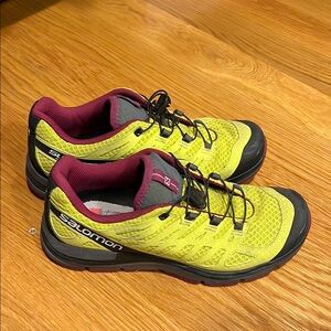 Salomon Yellow and Red Sneakers for Performance and Durability